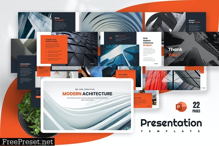 Mod architecture PowerPoint Presentation Template KEMJTF3