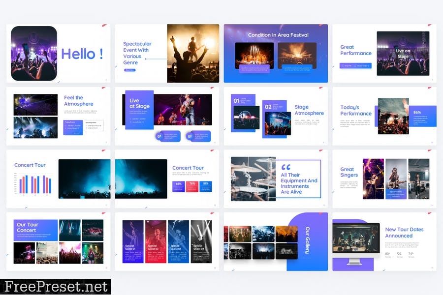 MusicMood Music PowerPoint Template 6P84W82