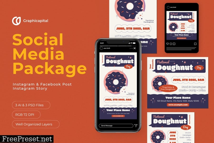 National Doughnut Day Social Media Package HXLTE4C