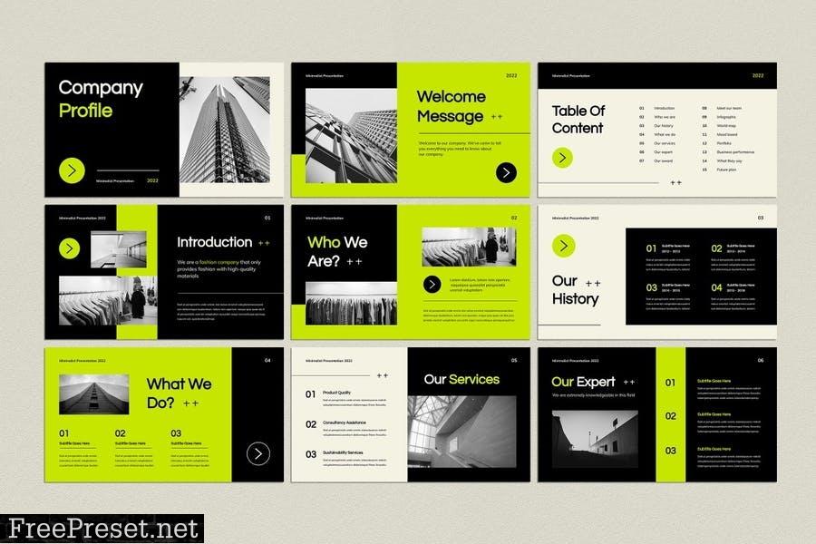 Neon Minimalist Company Profile Presentation Z4M5F4W