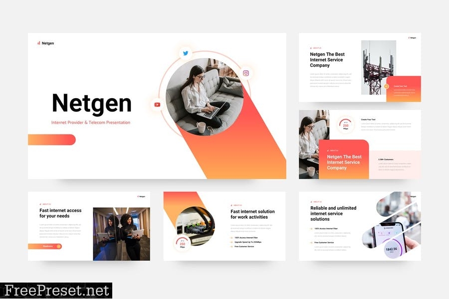 Netgen - Internet Provider & Telecom PowerPoint ZL9WXB6