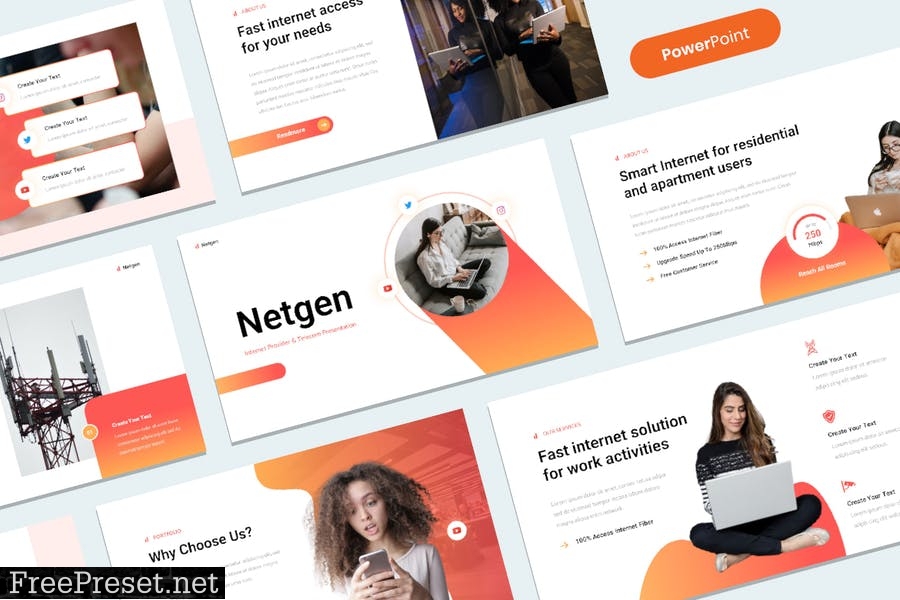 Netgen - Internet Provider & Telecom PowerPoint ZL9WXB6