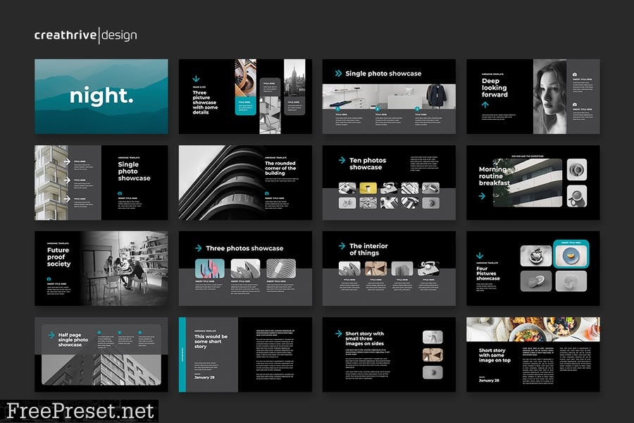 Night Animated PowerPoint Template EWQCE2X