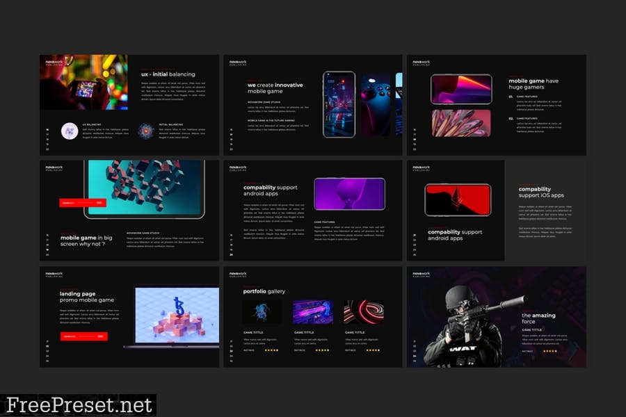 Novawork - Mobile Game PowerPoint Template CJCPZUS