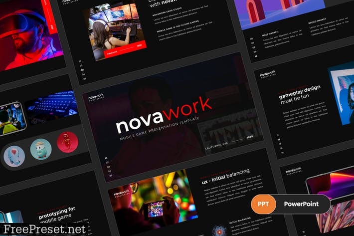 Novawork - Mobile Game PowerPoint Template CJCPZUS