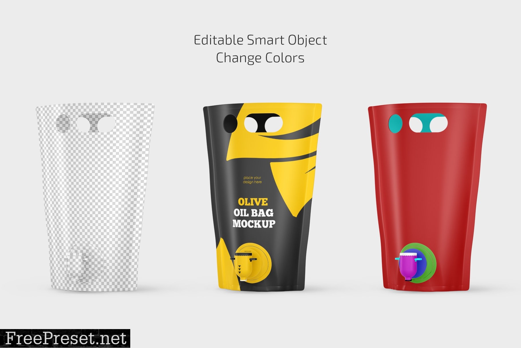 Olive Oil Bag Mockup Set 7024516