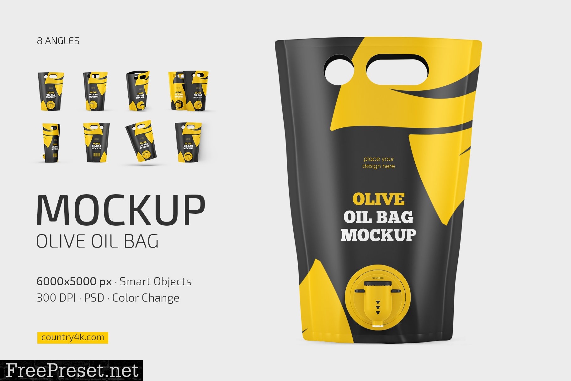 Olive Oil Bag Mockup Set 7024516