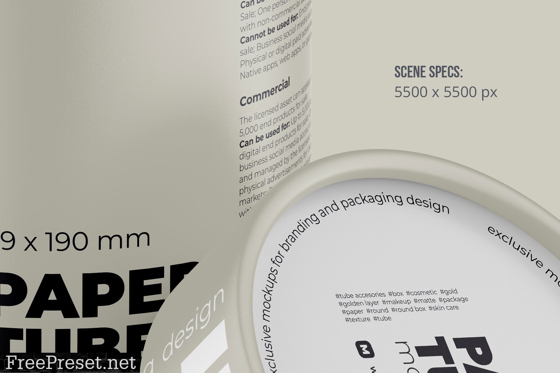 Opened Paper Tube Mockup 99x190mm 5918968