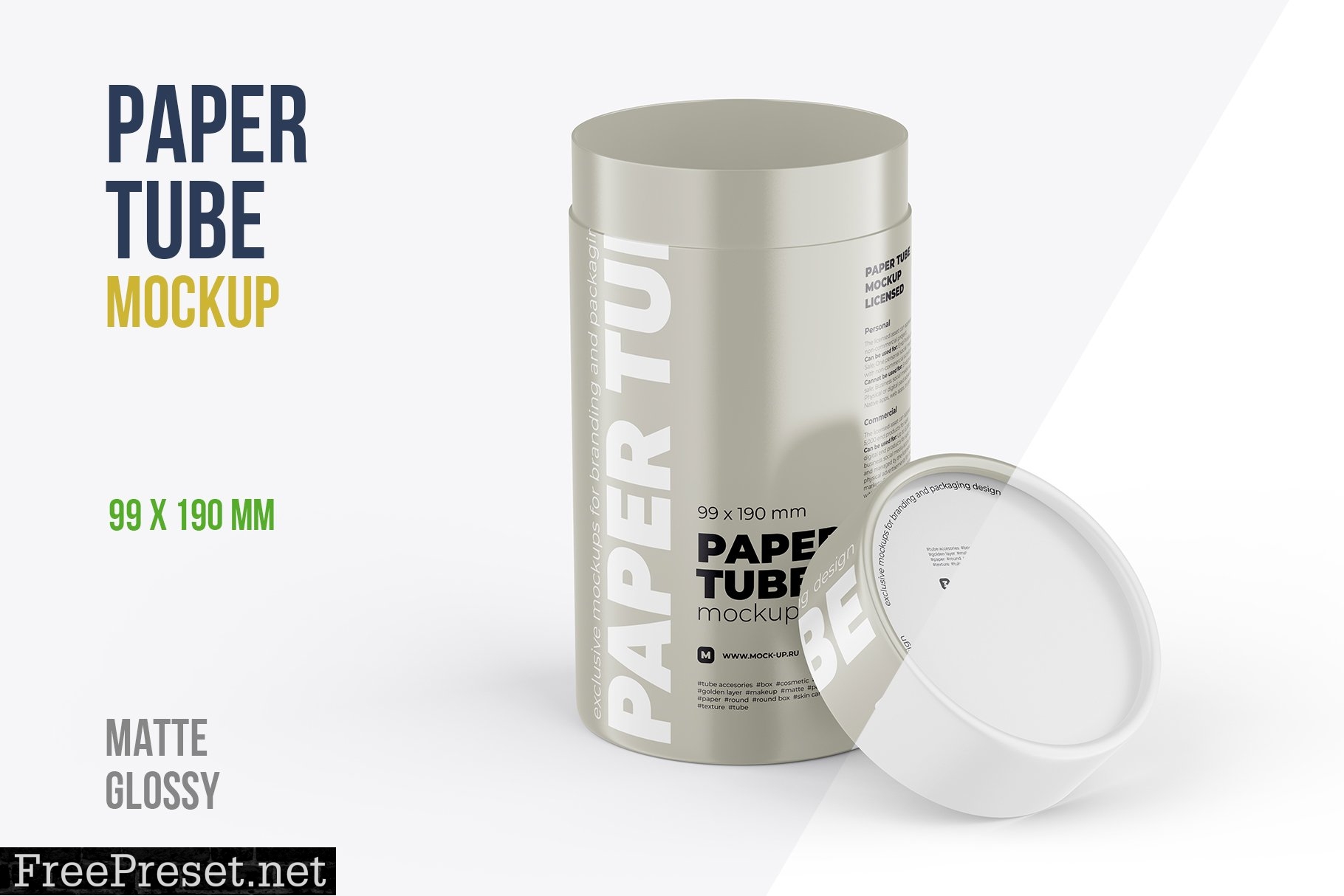 Opened Paper Tube Mockup 99x190mm 5918968