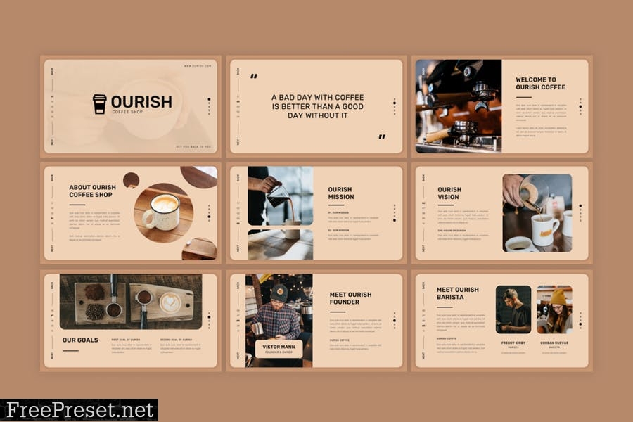 Ourish - Coffe Shop PowerPoint Template UFNAGR6