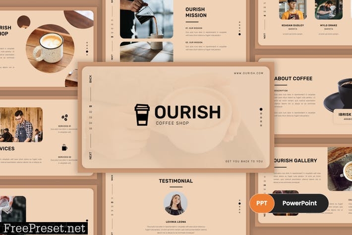 Ourish - Coffe Shop PowerPoint Template UFNAGR6