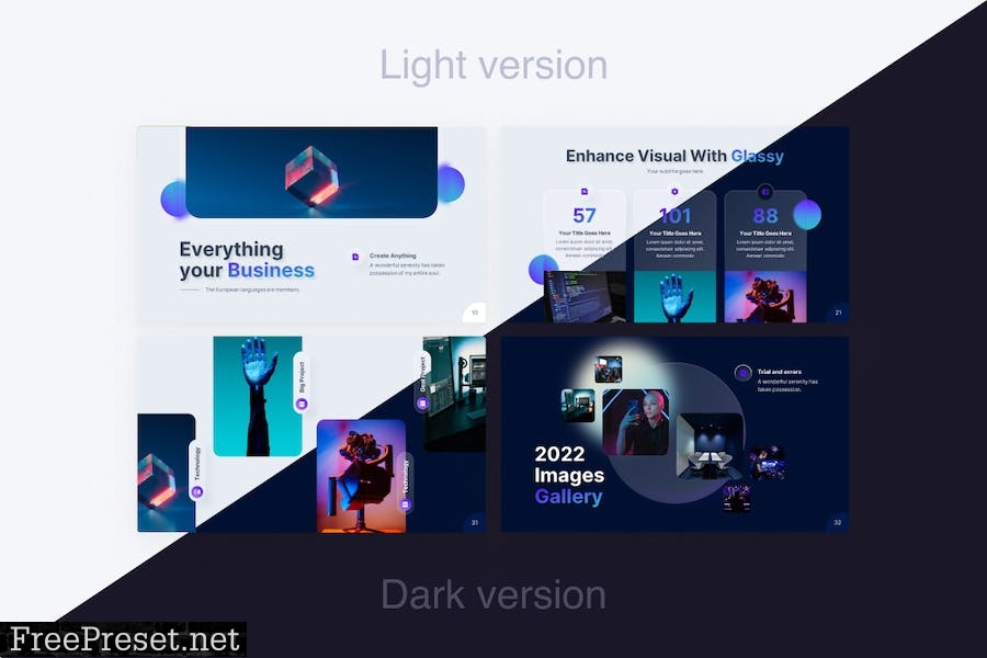 Overlay Glassy Glassmorphic PowerPoint Template JE5VCV3