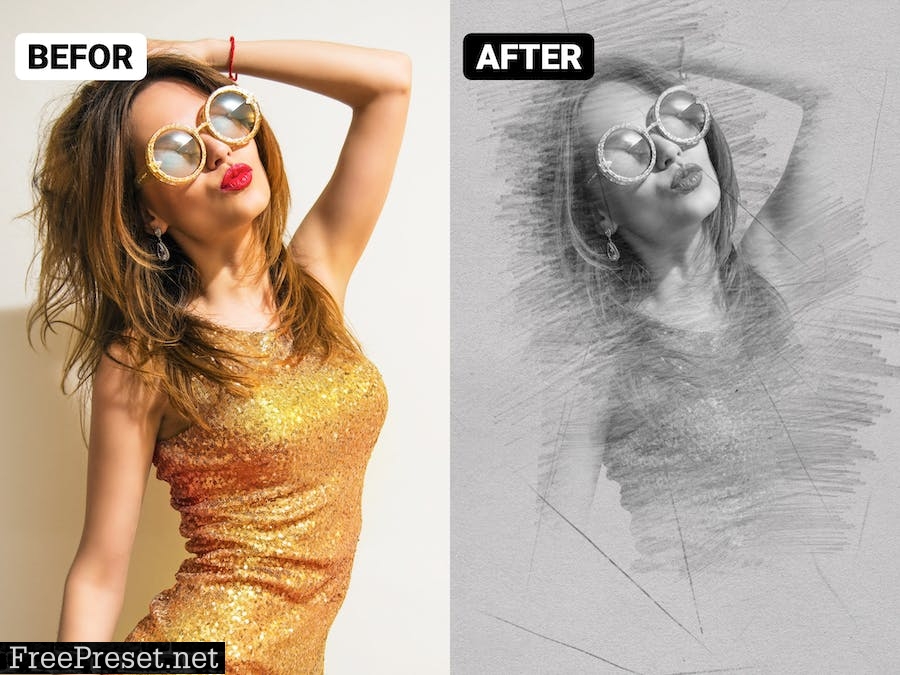 Pencil Sketch Photoshop Action UPTB4VU