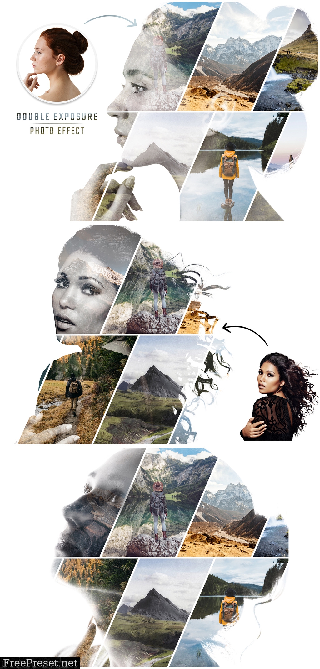 Photo Collage Double Exposure Effect Mockup 513804450