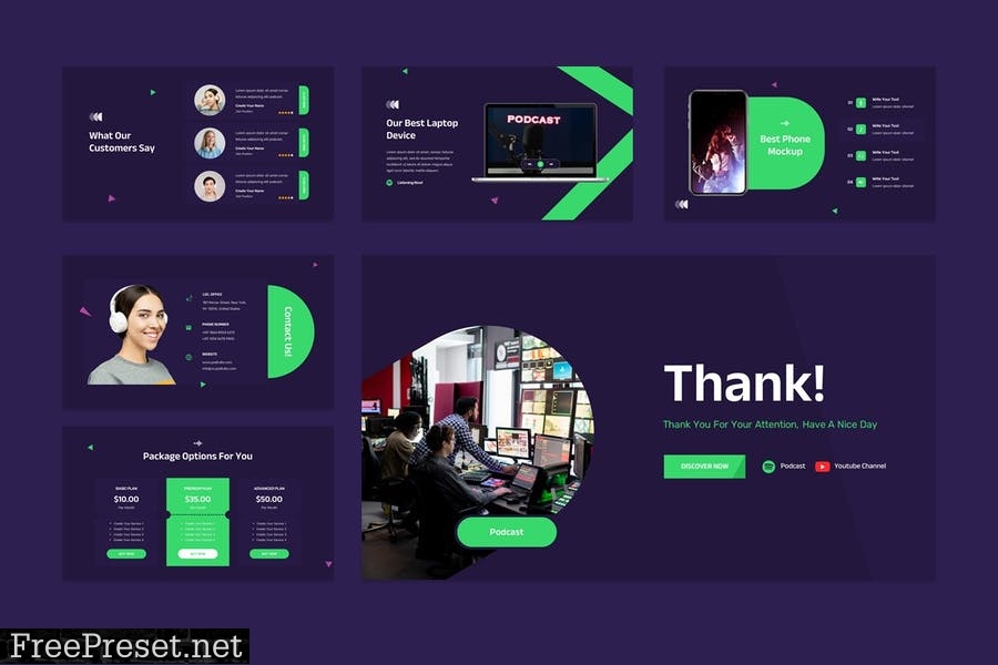 Podcast & Radio Station PowerPoint Template JKUAPWJ