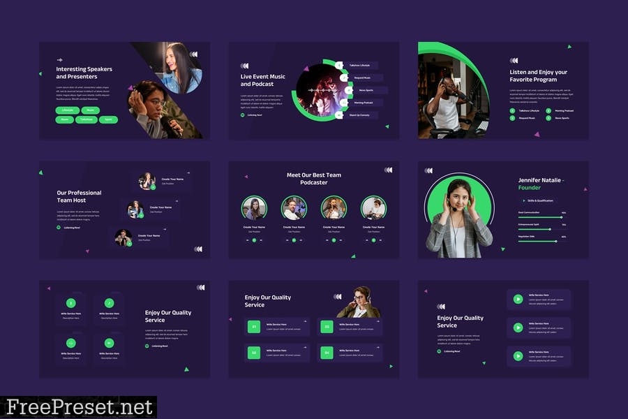 Podcast & Radio Station PowerPoint Template JKUAPWJ
