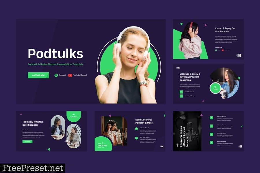 Podcast & Radio Station PowerPoint Template JKUAPWJ