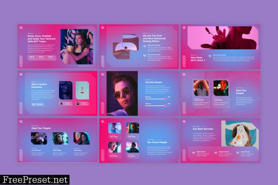 Portecs - NFT Marketplace PowerPoint Template 22VEBT3