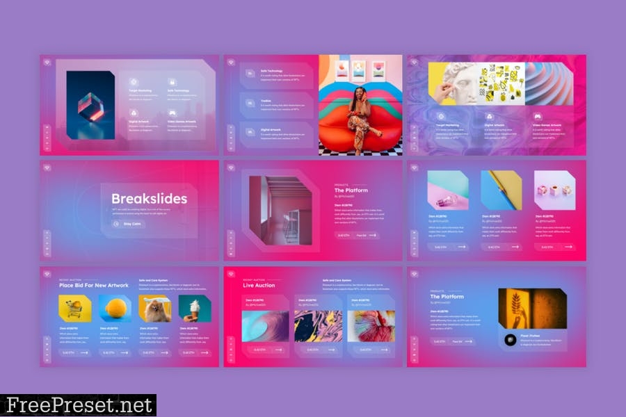 Portecs - NFT Marketplace PowerPoint Template 22VEBT3