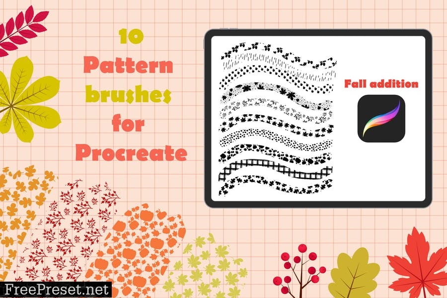 Procreate pattern brushes. Fall addition HF2LXKP