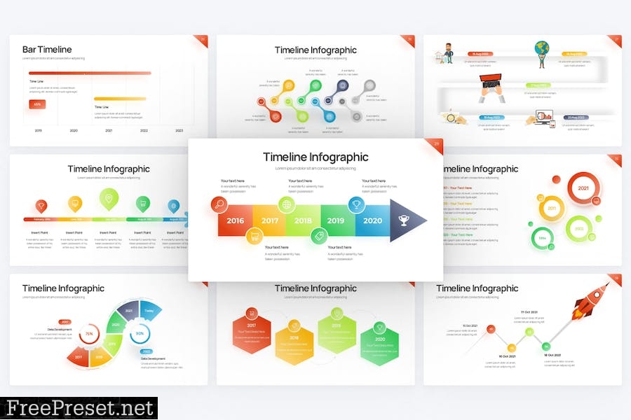 Project Timeline Gradient 4 PowerPoint Template FT5T4RM