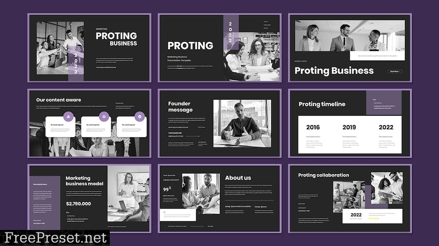 Proting Business Presentation PowerPoint Template DKDBTX6