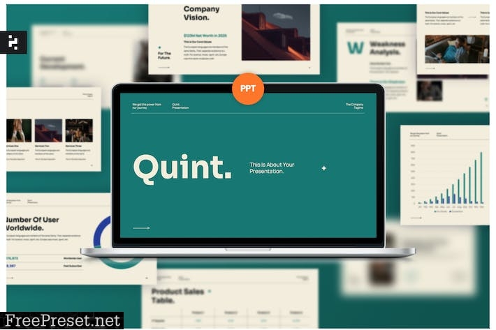 Quint Pitch Deck PowerPoint Template 72PRGEE