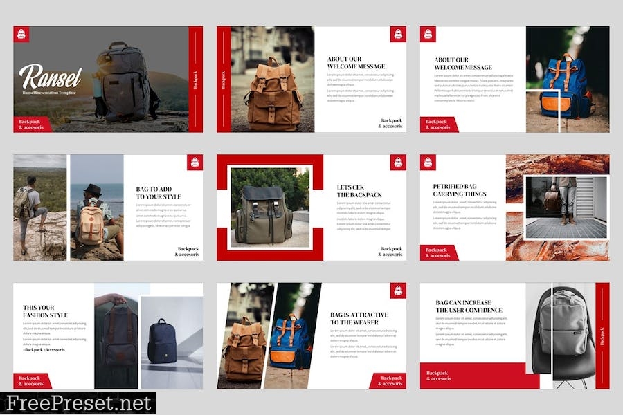 Ransel - Bag Powerpoint Template EVDLXR6