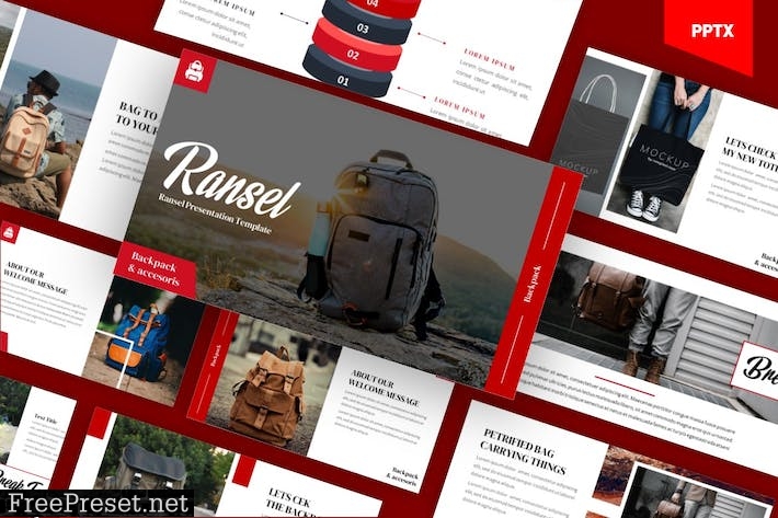 Ransel - Bag Powerpoint Template EVDLXR6