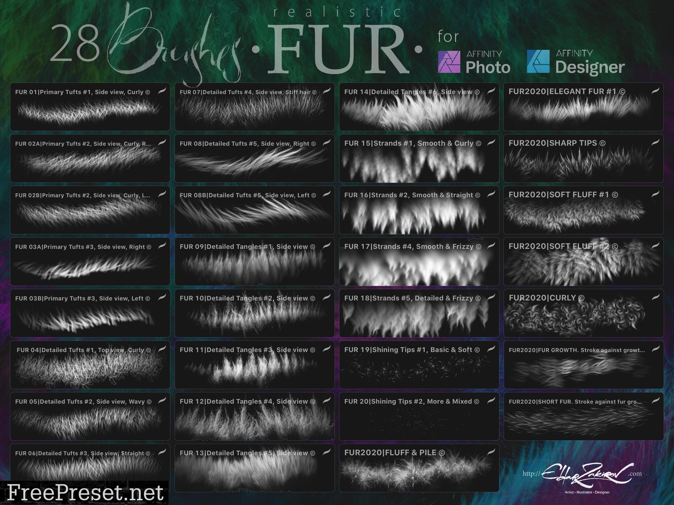 Realistic FUR Brushes for Affinity 4814170