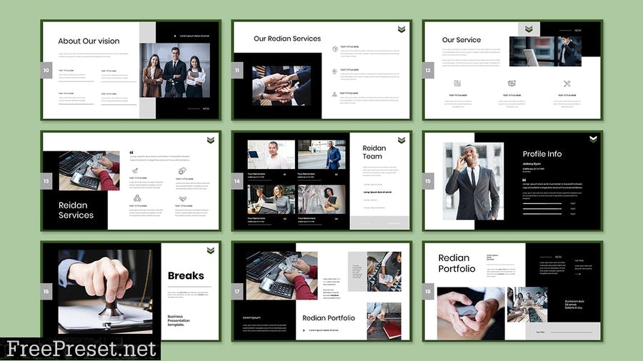 Redian - Business Presentation PowerPoint Template TCH3W9T