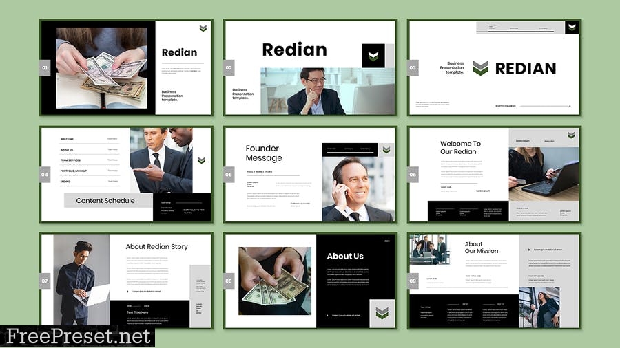 Redian - Business Presentation PowerPoint Template TCH3W9T