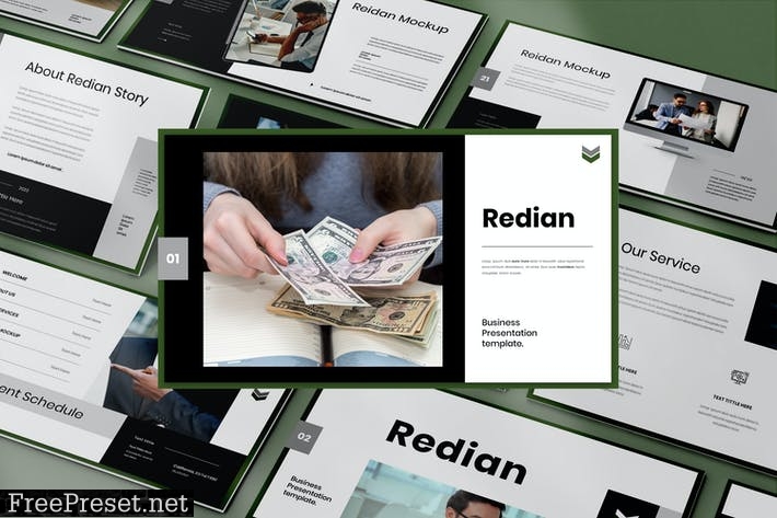 Redian - Business Presentation PowerPoint Template TCH3W9T