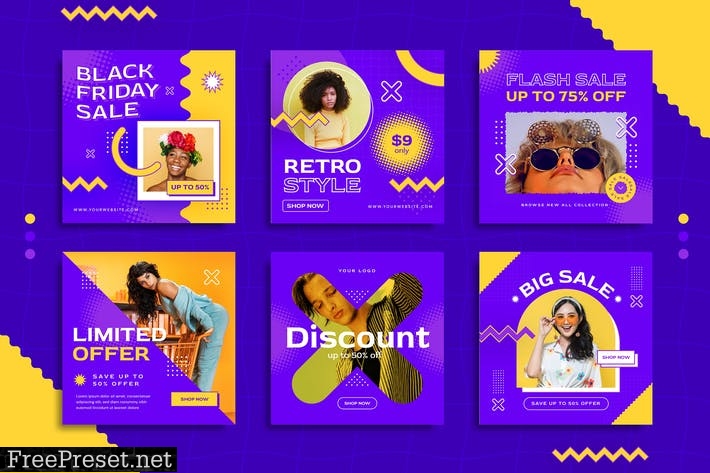 Retro Pop Fashion Instagram Post Template 2VLG6TE