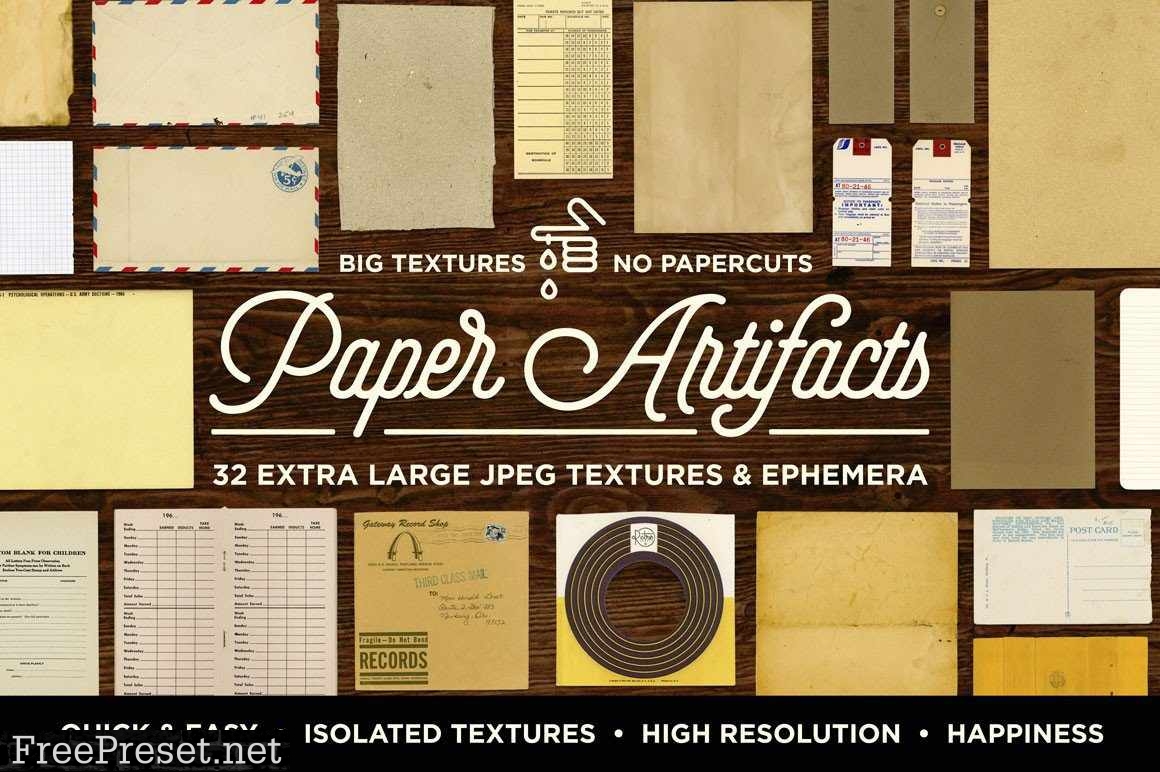 RetroSupply - Paper Artifacts | Texture & Ephemera Bundle for Photoshop