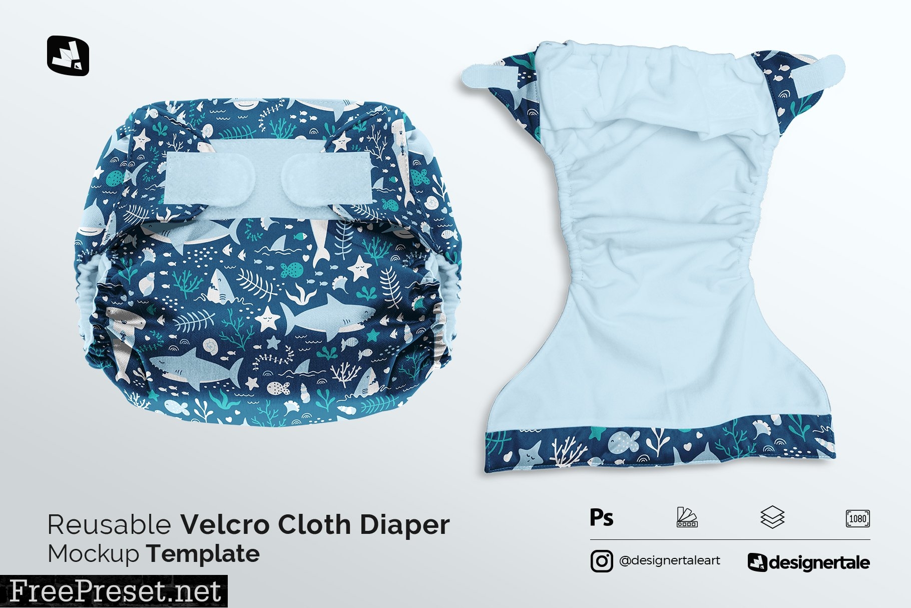 Reusable Velcro Cloth Diaper Mockup 5203506