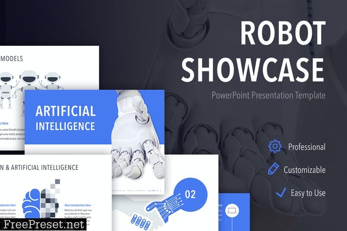 Robot Showcase PowerPoint Template QQBF6B