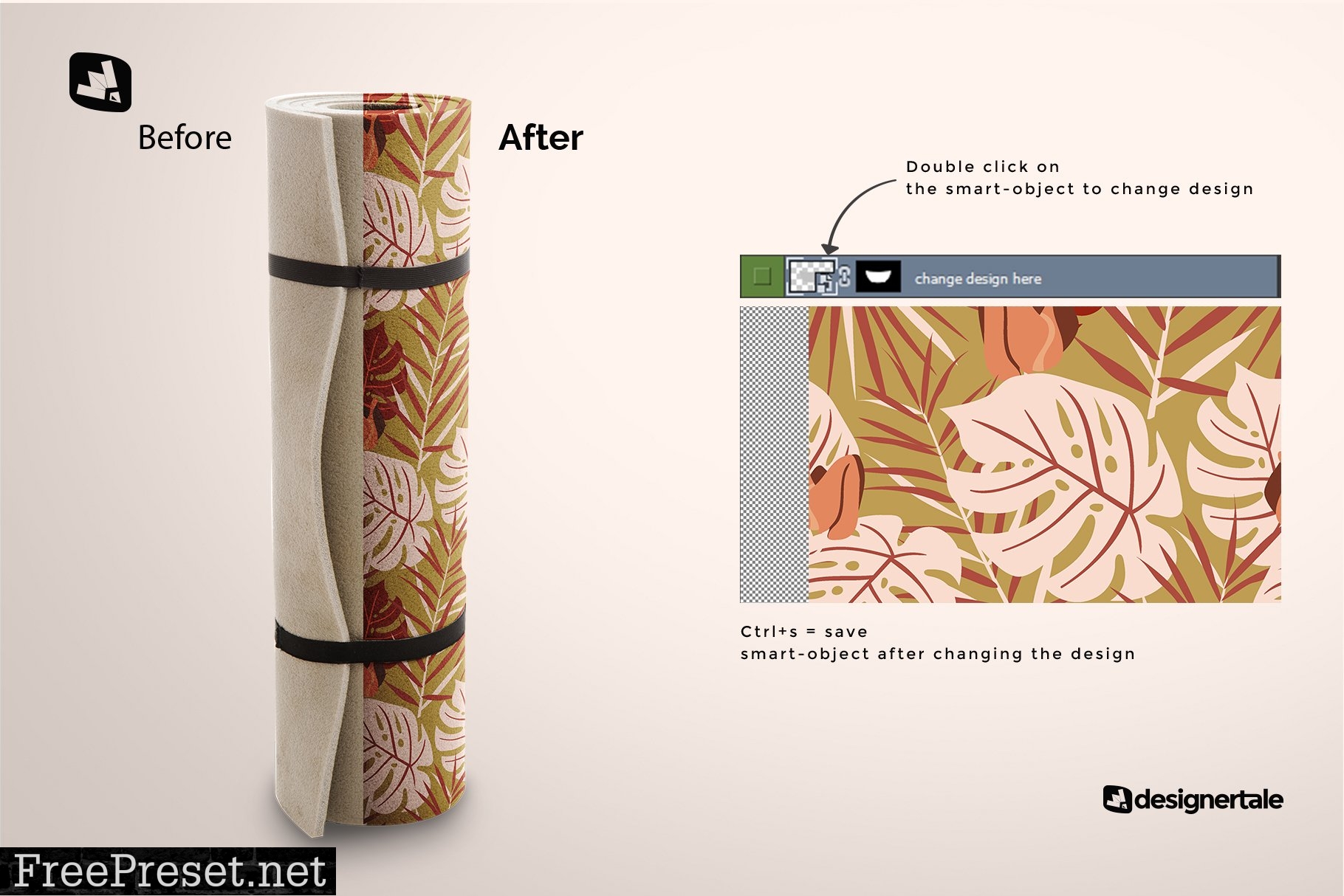 Rolled Up Yoga Mat Set Mockup 5320706