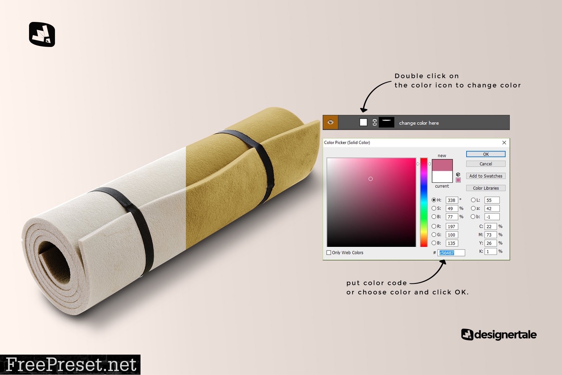 Rolled Up Yoga Mat Set Mockup 5320706