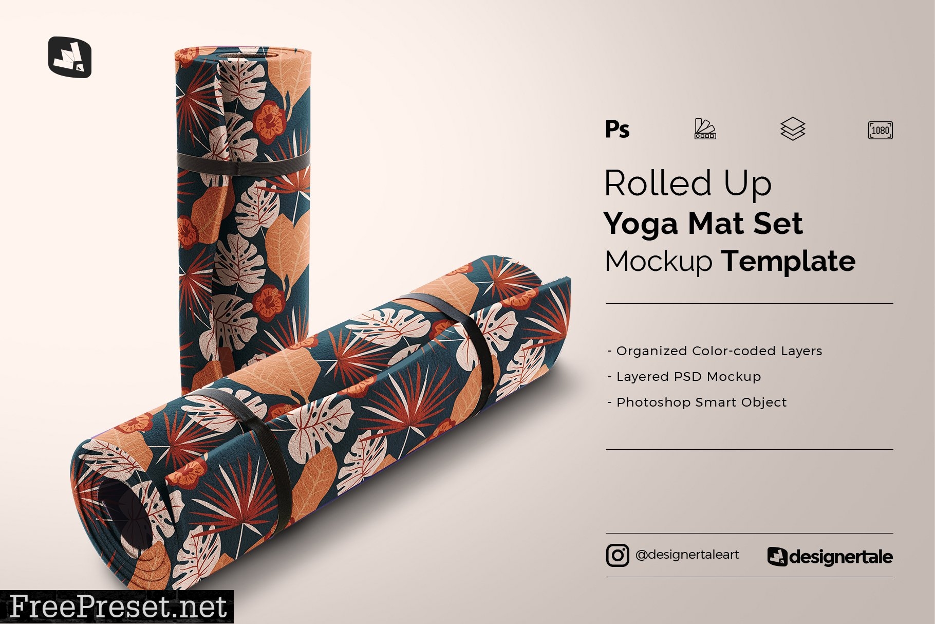 Rolled Up Yoga Mat Set Mockup 5320706