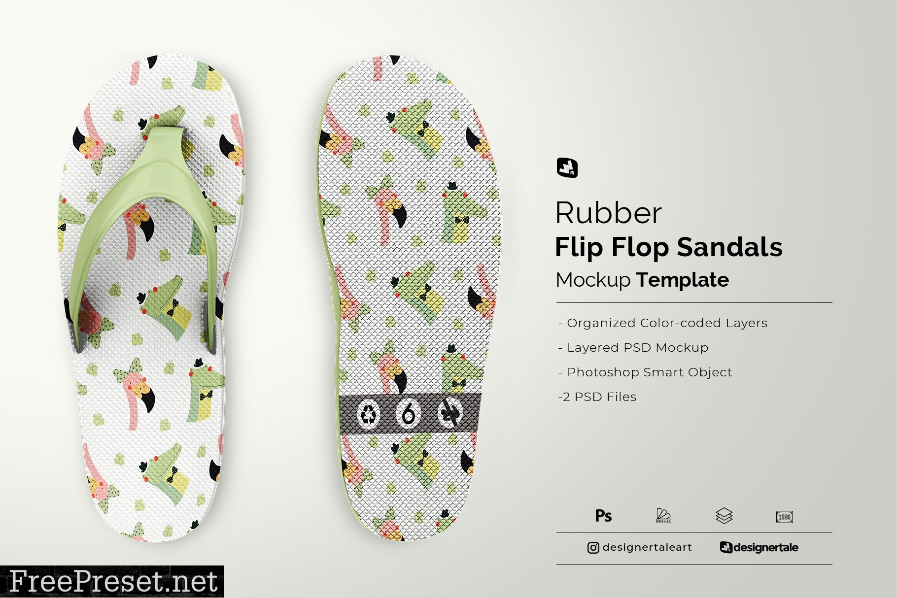 Rubber Flip Flop Sandals Mockup 6670930