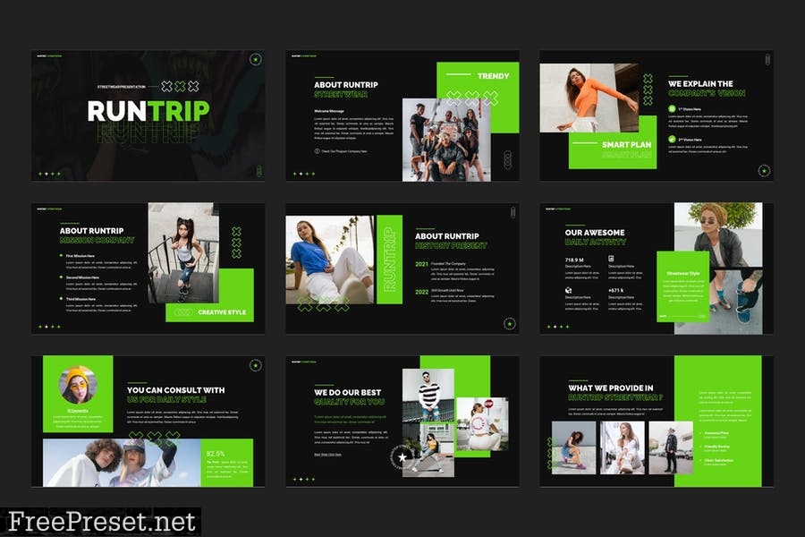 Runtrip - Streetwear PowerPoint Template 4DX6XS2