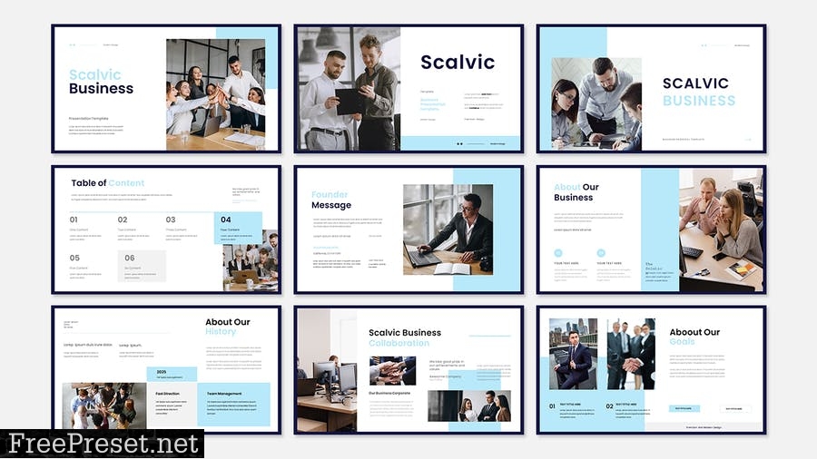 Scalvic Business Presentation PowerPoint Template 4B72JRZ