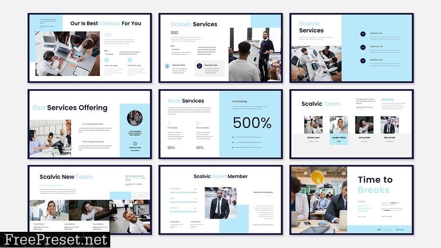 Scalvic Business Presentation PowerPoint Template 4B72JRZ