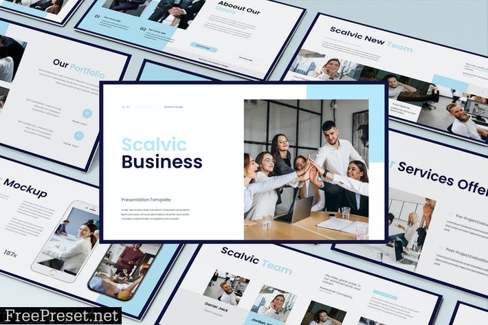 Scalvic Business Presentation PowerPoint Template 4B72JRZ