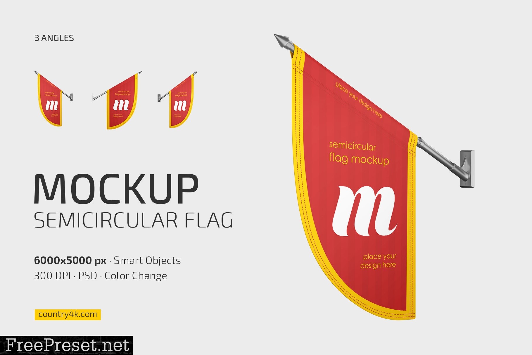 Semicircular Flag Mockup Set 7109370