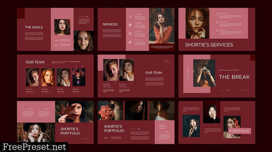 Shortie's Fashion Presentation PowerPoint Template V8KT8EZ