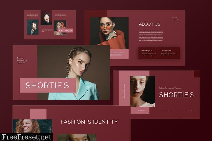 Shortie's Fashion Presentation PowerPoint Template V8KT8EZ