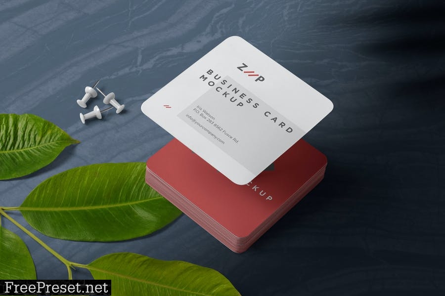 Square Shape Visiting Card Mockups CE7Y7E5