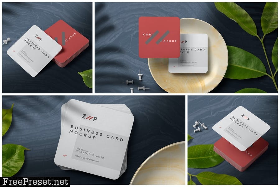 Square Shape Visiting Card Mockups CE7Y7E5